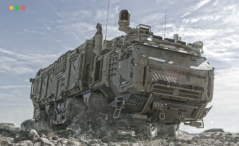 模型资产 – 军事卡车模型 military cyber track 3D model