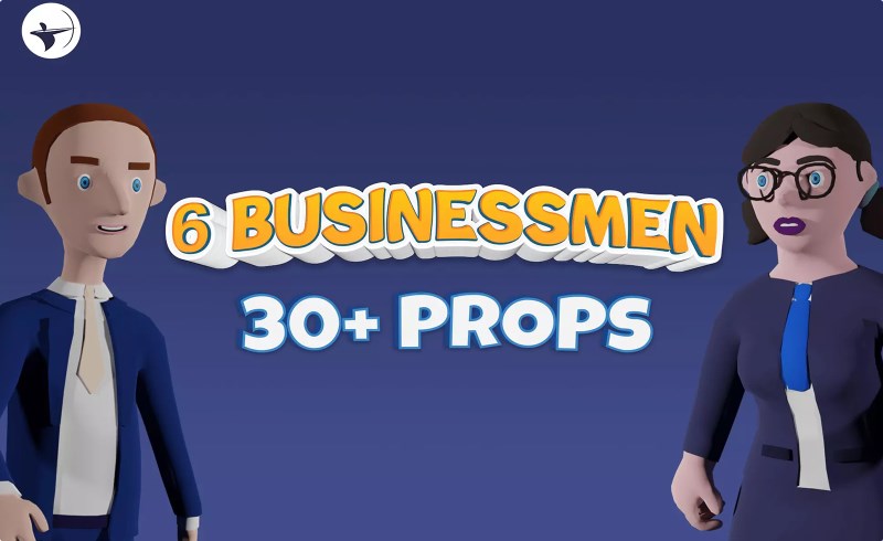 Unity角色 – 带道具的商人角色包 Businessmen Pack with Props