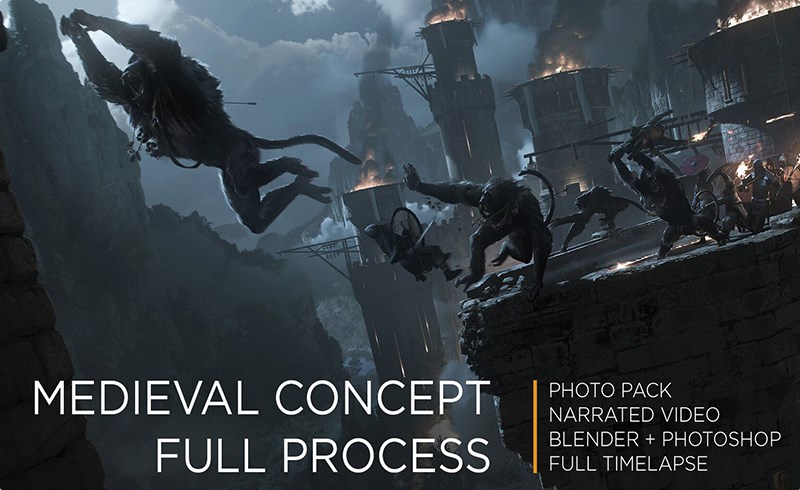 【中文字幕】Blender教程 – 大师级中世纪场景概念艺术全流程 Concept Art Full Process | Medieval Scene
