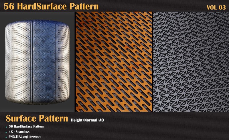 56 种金属硬表面图案 Hardsurface Pattern – VOL 03