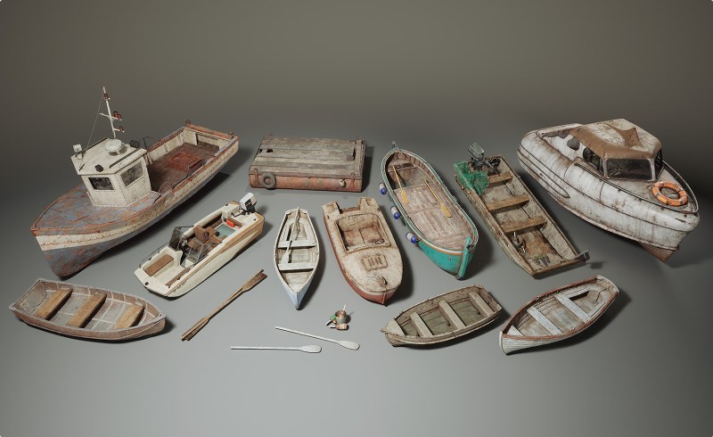 【UE5】旧船 Boatyard VOL.2 – Old Boats (Nanite)