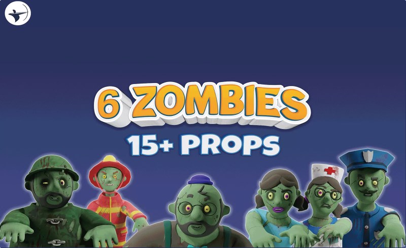 Unity角色 – 带道具的卡通僵尸 6 Toon Zombies with Props