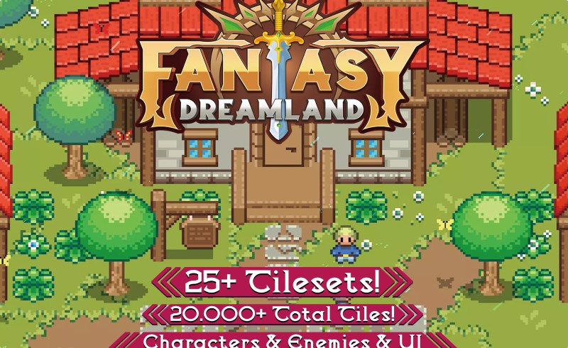 Unity场景 – 自上而下的幻想角色扮演游戏资产包 2D TopDown Tilesets Fantasy Dreamland