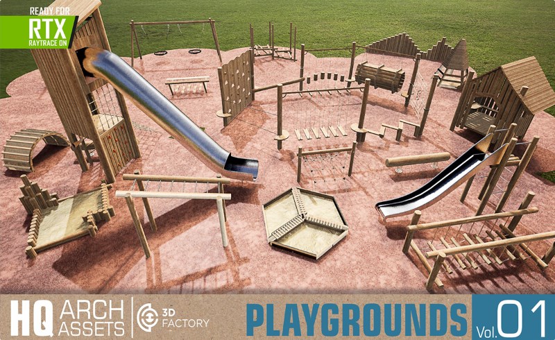 【UE5】游乐场资产包 HQ Playgrounds Vol. 1