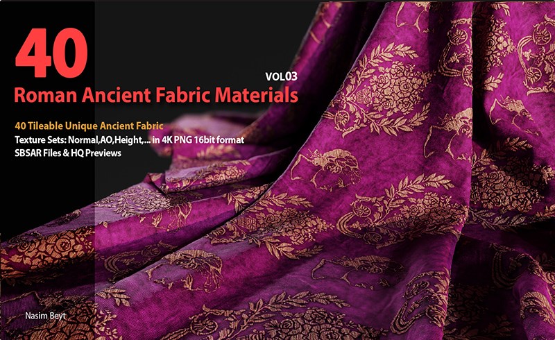 40 组古罗马织物无缝贴图 Tileable Ancient Fabric Pattern (Roman) – VOL 03