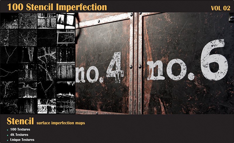 100 种破损污渍裂痕纹理 Stencil Imperfection-VOL 02