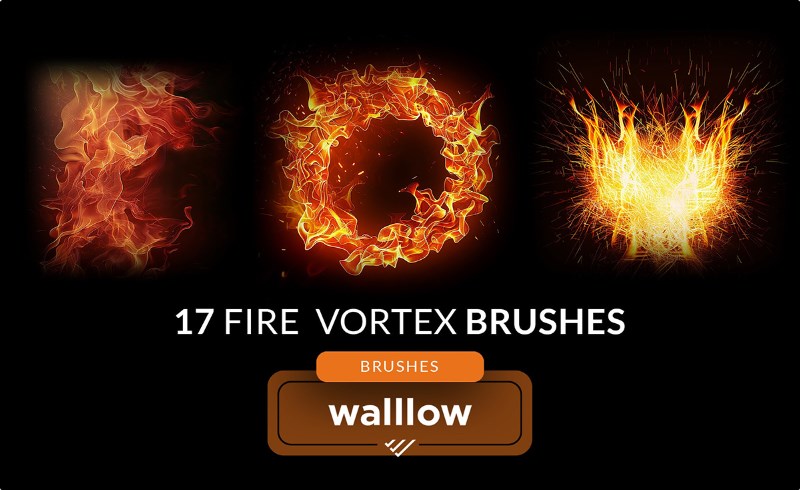 PS笔刷 – 17 组火焰数字画笔 Fire Vortex and flames photoshop digital brushes