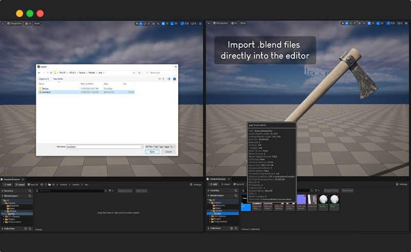 UE4/5插件 – 桥接插件 Blender文件导入插件 Blend File Importer