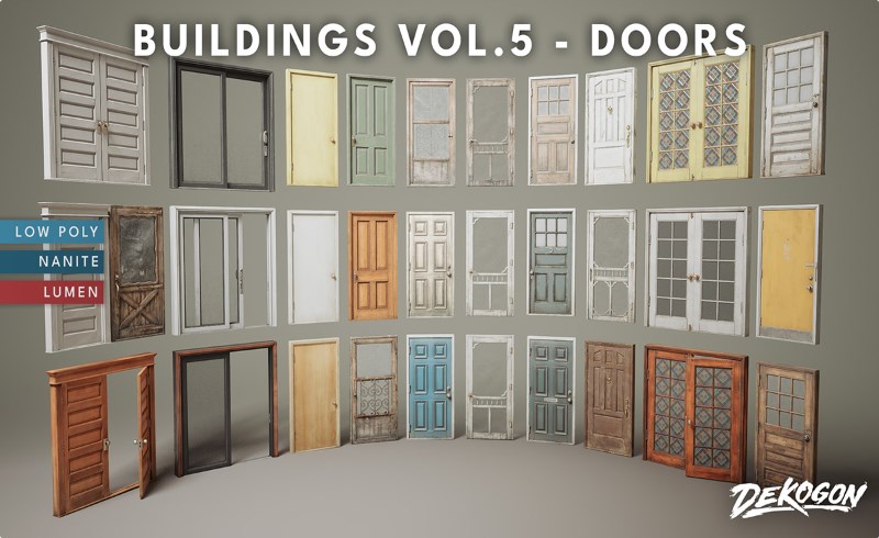 【UE5】模块化商业门 Buildings VOL.5 – Doors (Nanite and Low Poly)