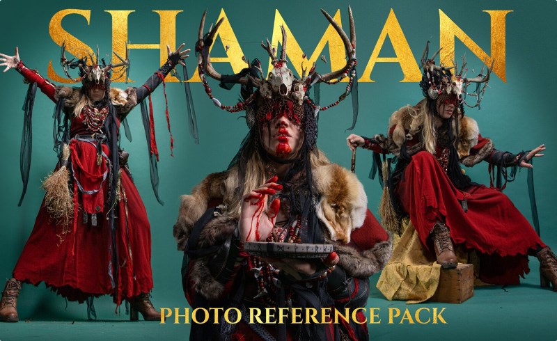 431 张角色动态姿势参考照片 Shaman Photo Reference Pack