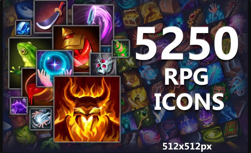 5250 款奇幻游戏图标 5250 Fantasy RPG Icons Pack