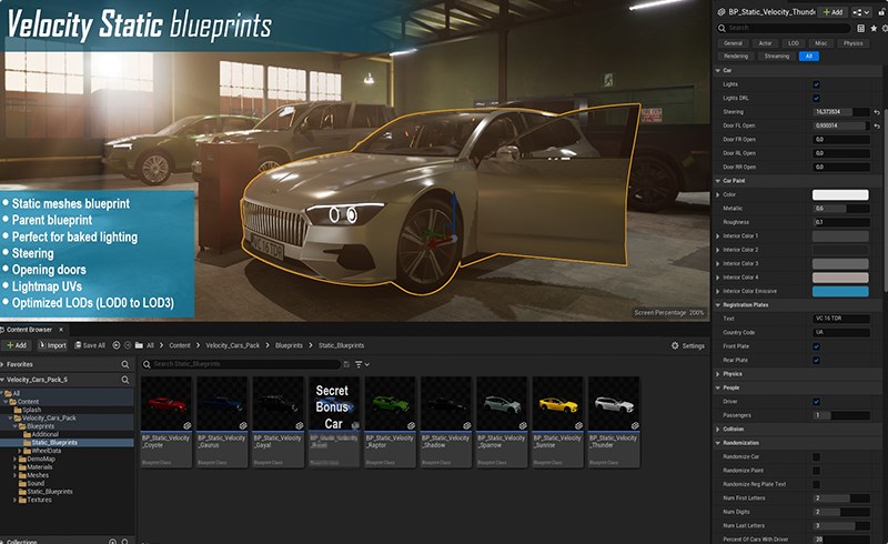 【UE5】汽车资产包 Velocity Cars Pack