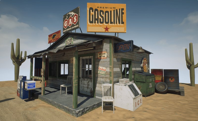 【UE4/5】美国加油站 American Gas Station