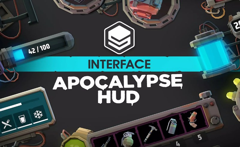 Unity资产 – 风格化游戏GUI资产 Apocalypse HUD – Synty INTERFACE – GUI