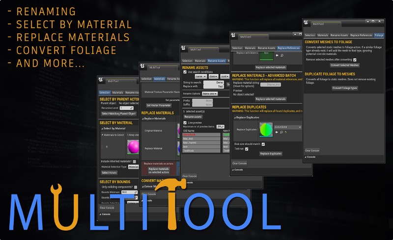 UE5插件 – 资产批量编辑插件 MultiTool – Quick batch operations on assets