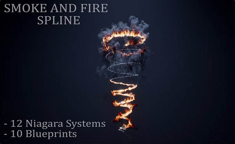 【UE5】烟雾火焰特效 Smoke and Fire Spline Niagara Fluids