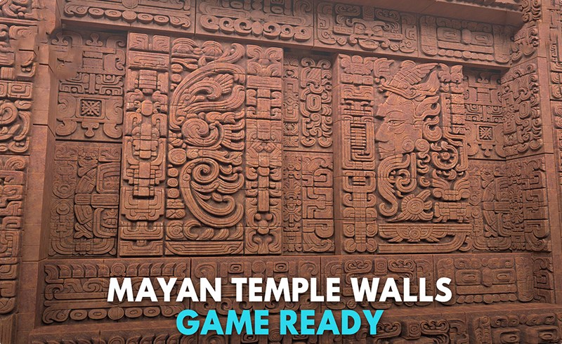 模型资产 – 玛雅神庙墙壁模型 Yellow Mayan Temple Walls 2