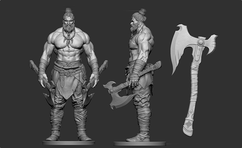 模型资产 – 野蛮人次时代模型 Barbarian – highpoly model