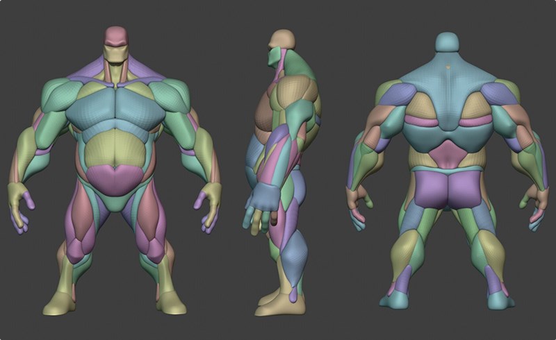 模型资产 – 风格化平面肌肉解刨模型 Stylized Heavy Anatomy Blockout