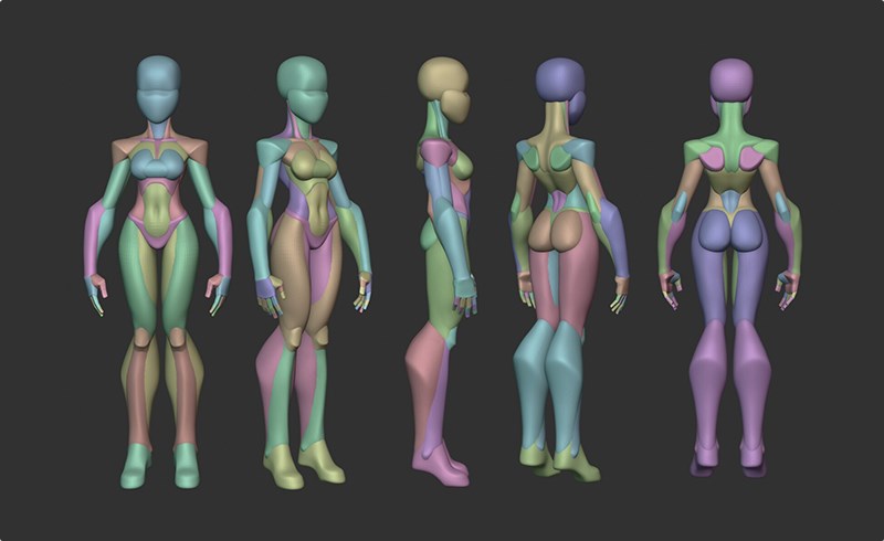 模型资产 – 风格化女性解刨模型 Stylized Infinity Female Blockout