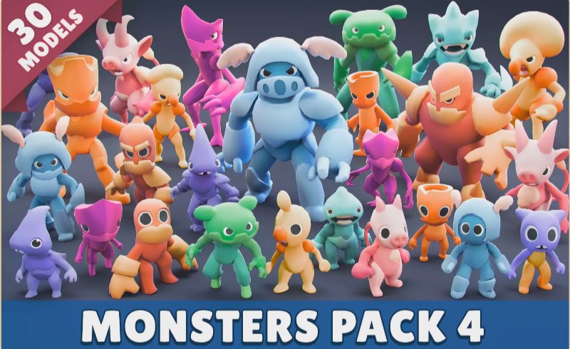 Unity角色 – 卡通怪物角色模型 Monsters Pack 04