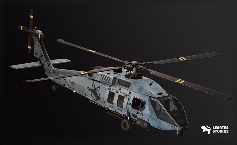 【UE4/5】军用直升机 Military Helicopter – Rigged/BP Controllable w/skins