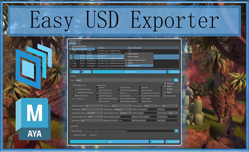 Maya插件 – USD格式输出插件 Easy USD Exporter