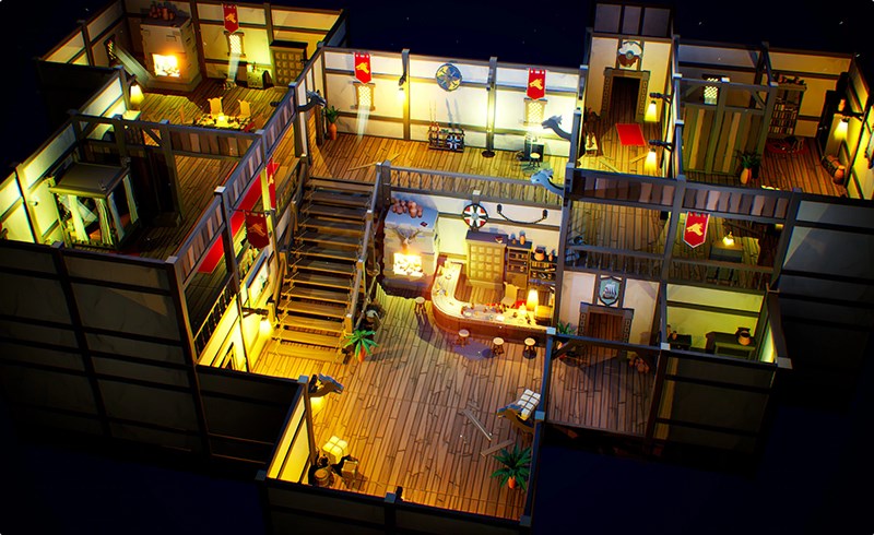 【UE4/5】风格化自上而下的内饰场景 Low Poly Viking Top-Down Interiors