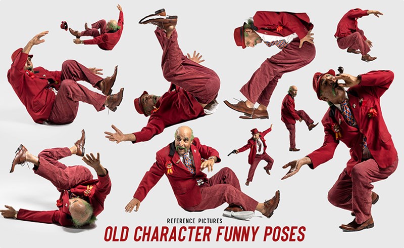 780 张老人角色搞笑姿势参考图片 780 Old Character Funny Poses Reference Pictures