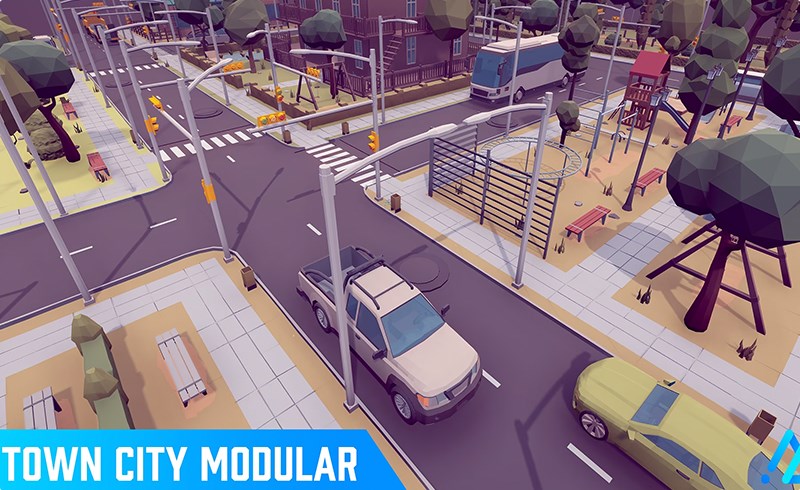 【UE4/5】风格化模块化城镇 POLY – Town City Modular