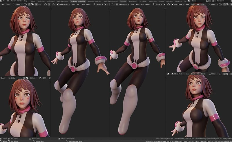 Blender教程 – 卡通角色建模全流程 Uraraka Ochako: Character Creation in Blender