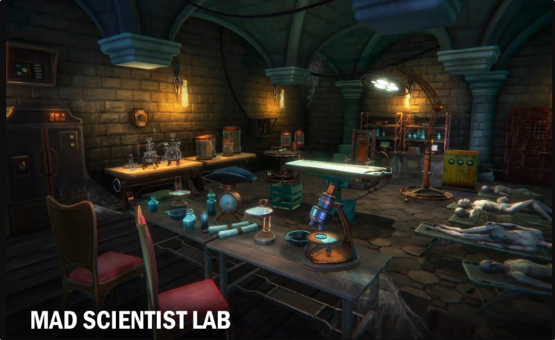 Unity场景 – 实验室道具包 Mad scientist lab props pack