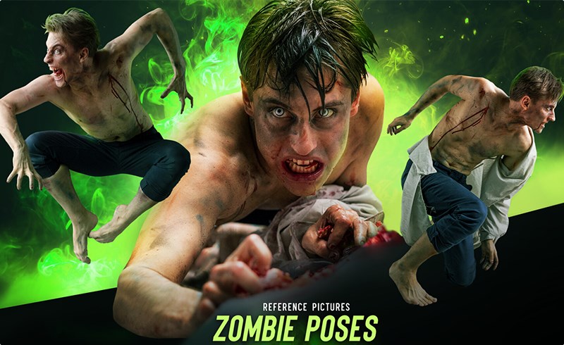 1400 张恐怖僵尸动态姿势参考图 1400 Zombie Pose Reference Pictures