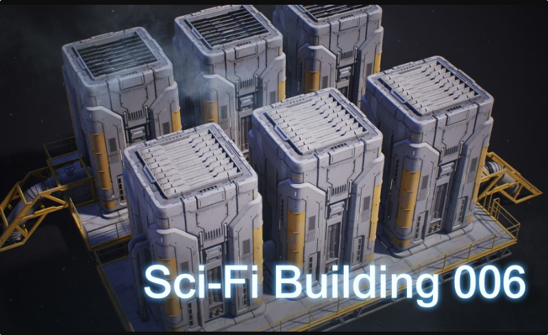 模型资产 – 科幻建筑模型 Sci-Fi Building 006 Industry-PBR Low-poly 3D model