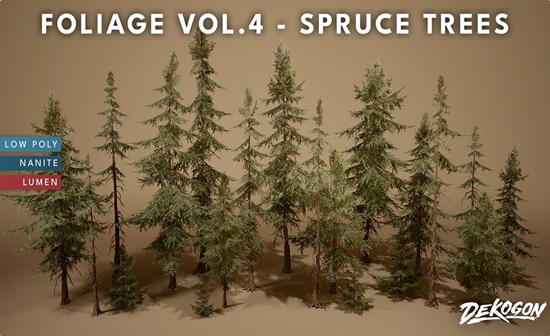 【UE5】云杉树 Foliage VOL.4 – Spruce Trees