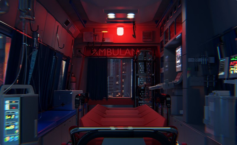 模型资产 – 救护车抢救室模型 Ambulance 3D model