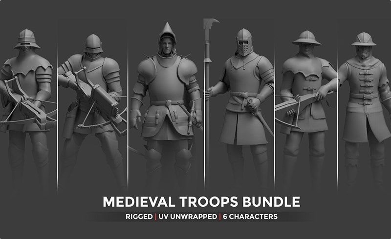 角色模型 – 中世纪士兵角色 Medieval Troops Bundle