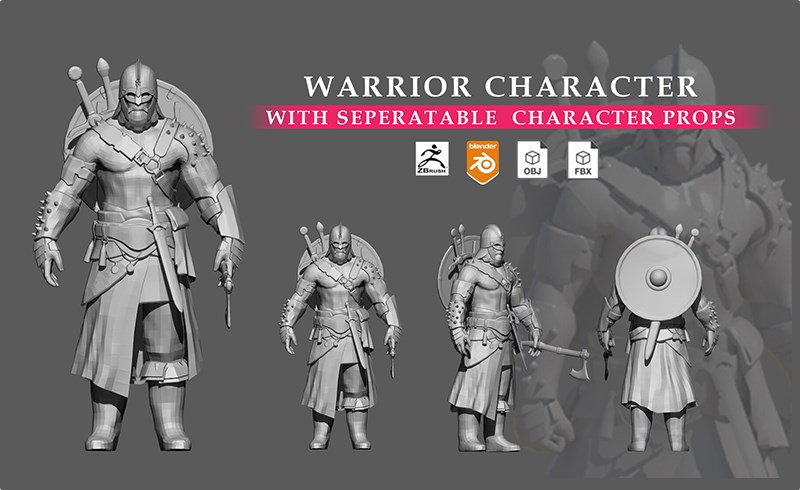 角色模型 – 中世纪战士角色 Warrior Character