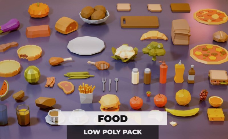 模型资产 – 风格化食物包 Food Low Poly Pack