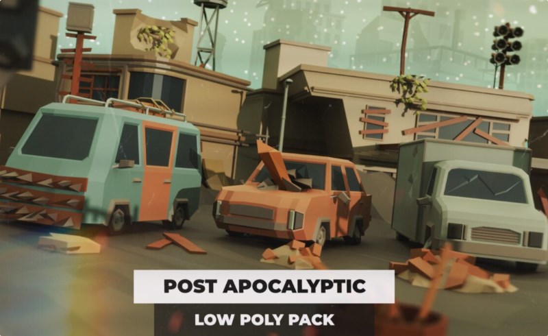 模型资产 – 风格化世界末日资产包 Post Apocalyptic Low Poly Pack