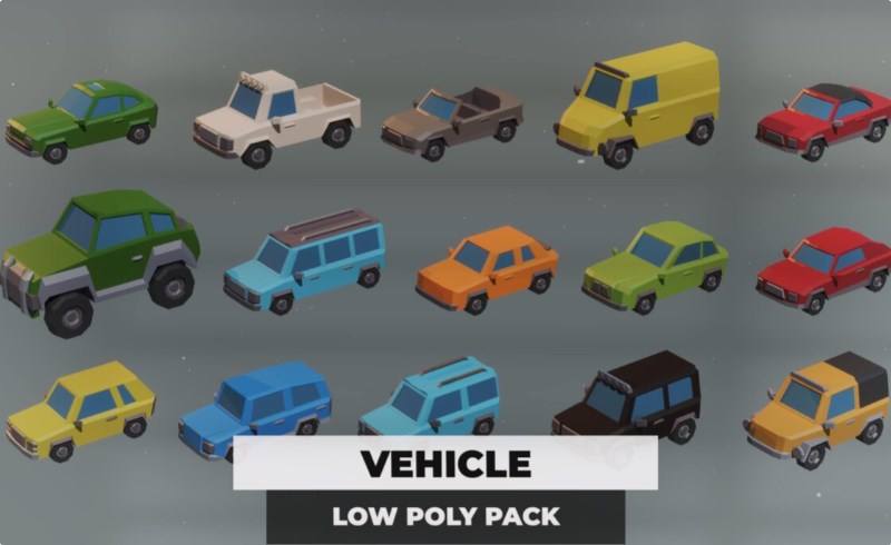 模型资产 – 风格化汽车模型 Vehicle Low Poly Pack