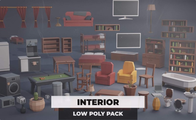 模型资产 – 风格化内饰包资产 Low Poly Interior Pack