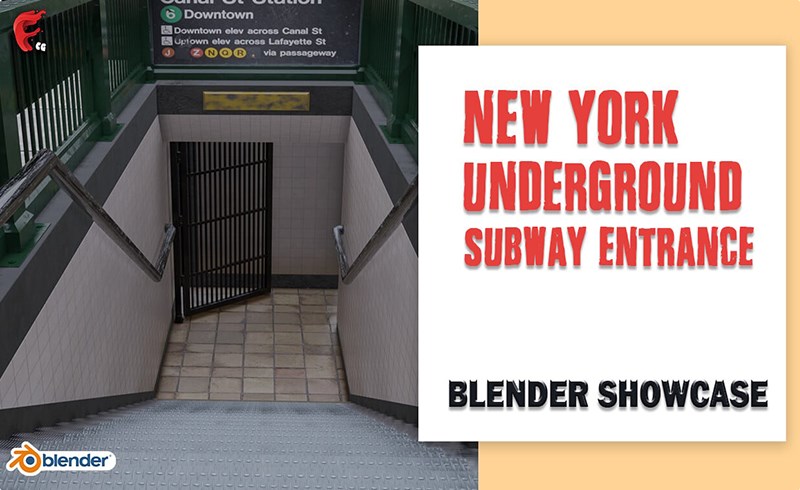 模型资产 – 纽约地铁站入口3D模型 Subway Entrance – New York Subway Station Low-poly 3D model