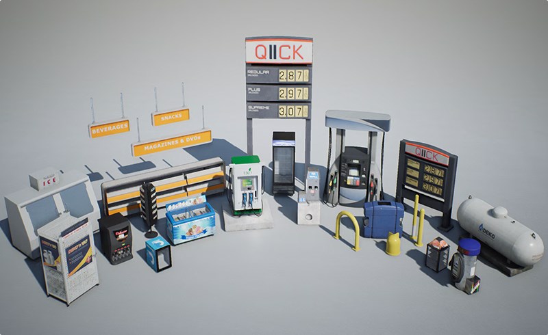 【UE4/5】加油站道具资产 Shopping and Market VOL 1 – Gas Station