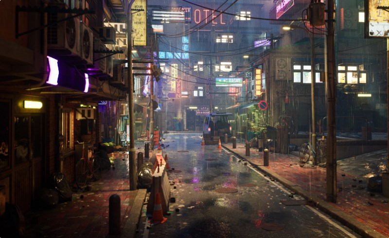 【UE5】霓虹灯街道 Rainy Neon Streets