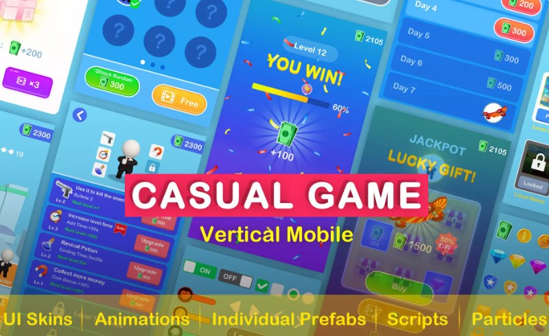 Unity资产 – 休闲益智游戏资产包 Casual Puzzle Game UI Pack