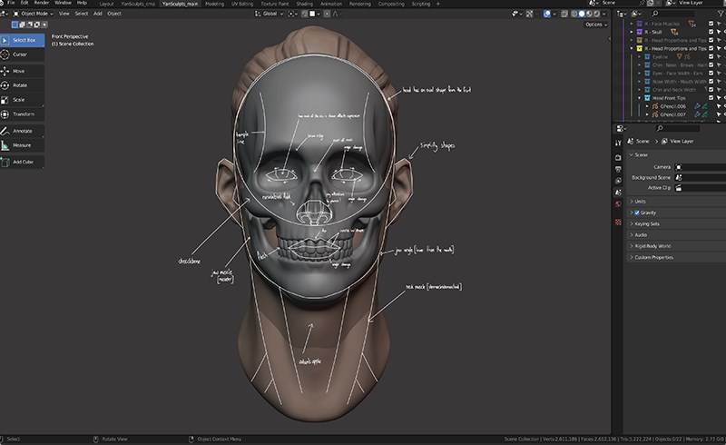 【中文字幕】Blender教程 – 大师级头部雕刻教程 Master Sculpting Heads – 3D Blender Course