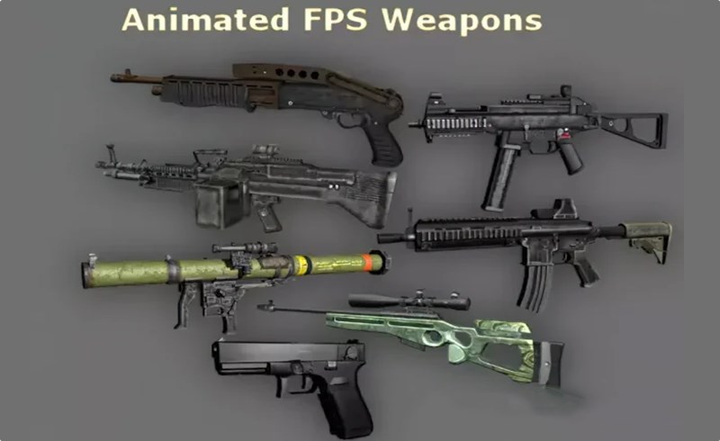 Unity资产 – FPS游戏武器资产 Animated FPS Weapons Pack (Part 1)