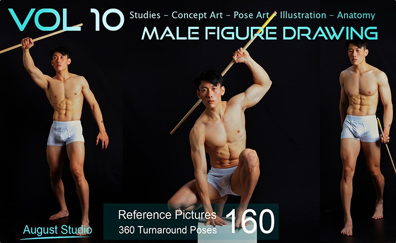 160 张男性人体素描参考照片 Male Figure Drawing – Vol 10 – Reference Pictures