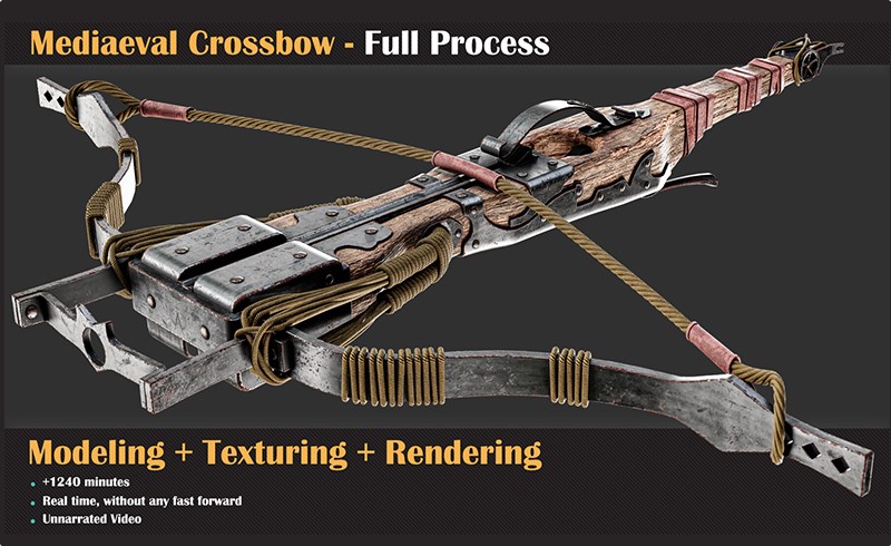 Zbrush教程 – 中世纪弓弩创建教程 Mediaeval Crossbow – Full Tutorial